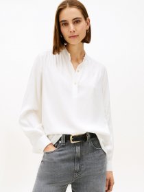 Tommy Hilfiger Langarmbluse »VIS TWILL V-NK BLOUSE«