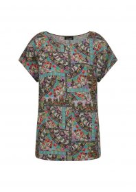GOLDNER Kurzarmbluse »Viskoseshirt mit Muster-Mix« figurschmeichelender Schnitt