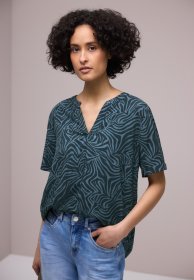 STREET ONE Hemdbluse mit geschlitztem Rundhalsausschnitt