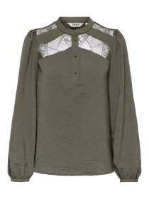ONLY Langarmbluse »ONLYOHANNA LIFE FR L/S LACE TOP WVN CS« Kunstfaser, regular fit