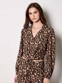 Apricot Shirtbluse »Bluse« mit Leopardenmuster und Bindeband vorne