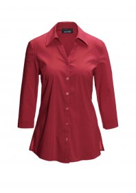 GOLDNER Hemdbluse »Baumwollbluse mit offenem Hemdkragen« Bequemer 3/4-Ärmel mit Blende und Schlitz