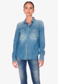 Le Temps Des Cerises Jeanshemd »JUANITA« mit klassischem Kragen