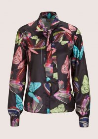MADELEINE Langarmbluse »Hemdbluse Farbenfrohe Dschungel-Print Bluse« Mit Schluppenband
