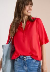 Cecil Shirtbluse mit geschlitztem Rundhalsausschnitt