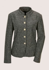MADELEINE Jackenblazer »Strickblazer Schicker Kurzblazer mit Stehkragen« klassikcer, Glanzgarn, Stickerei, Schmuckknöpfe