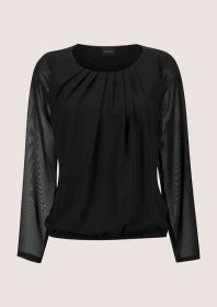 MADELEINE Langarmbluse »Bluse Rundhals-Bluse mit transparenten Ärmeln«