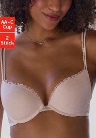 petite fleur Push-up-BH Packung, 2 Stück,aus süßem Herzchen-Mesh mit edlen Spaghettiträgern, sexy Dessous