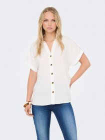ONLY Kurzarmbluse »ONLYASMIN SHIRT S/S WVN NOOS« Viskose, hinten etwas länger geschnitten