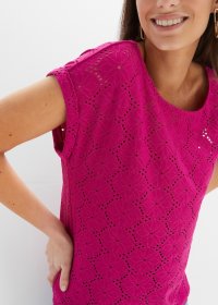 bonprix Shirtbluse bequeme Passform, mit Lochstickerei, elastisches Material
