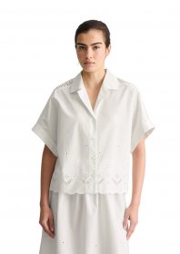 Marc O'Polo DENIM Kurzarmbluse »mit Broderie Anglaise«
