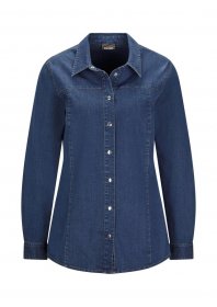 GOLDNER Hemdbluse »Stilvolle Denim-Bluse mit Druckknöpfen« Knopfleiste