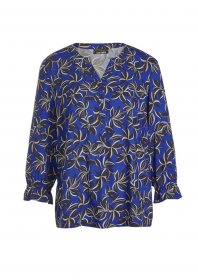 GOLDNER Schlupfbluse »Kurzgröße Elegante Printbluse mit Rundhalsausschnitt« Rüschen