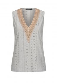 CLOUD 5IVE Klassische Bluse »CLOUD 5IVE Top mit Lochmuster und V-Neck«