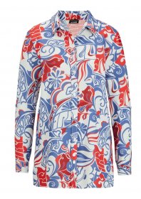 GOLDNER Hemdbluse »Kurzgröße Hemdbluse mit floralem Muster und Hemdkragen« Alloverdruck