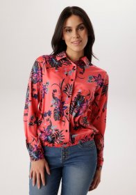 Aniston SELECTED Hemdbluse mit Gummizug am Saum und floralem Allover-Print - NEUE KOLLEKTION