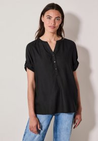 Cecil Shirtbluse mit geschlitztem Rundhalsausschnitt