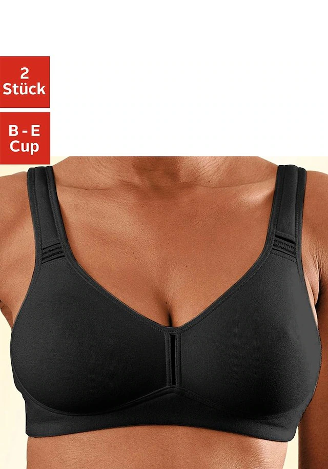 petite fleur T-Shirt-BH Packung, 2 Stück,ohne Bügel aus Baumwolle – auch ideal für große Größen, bequemer BH