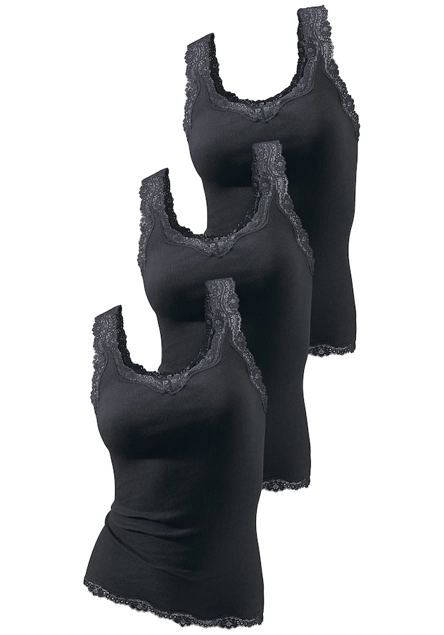 H.I.S Spitzentop »aus Feinripp« 3er-Pack,aus weicher Baumwoll-Qualität