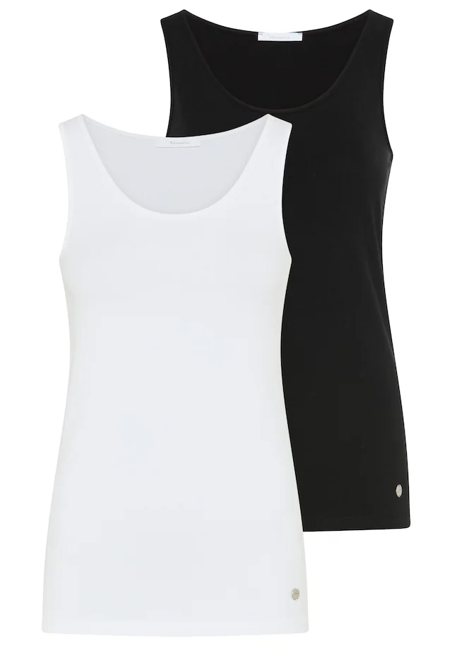Tamaris Tanktop »im Set, aus elastischer Baumwollmischung« 2er-Pack,figurbetonte Passform, unifarben, hüftbedeckende Länge