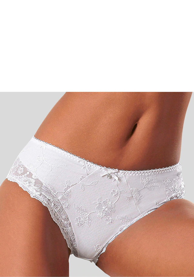 LASCANA Slip »Wanda« in abdeckender Schnittform und Stickerei Spitze