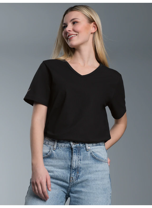 Trigema T-Shirt »TRIGEMA T Shirt aus Biobaumwolle mit V-Ausschnitt« 1 Stk.