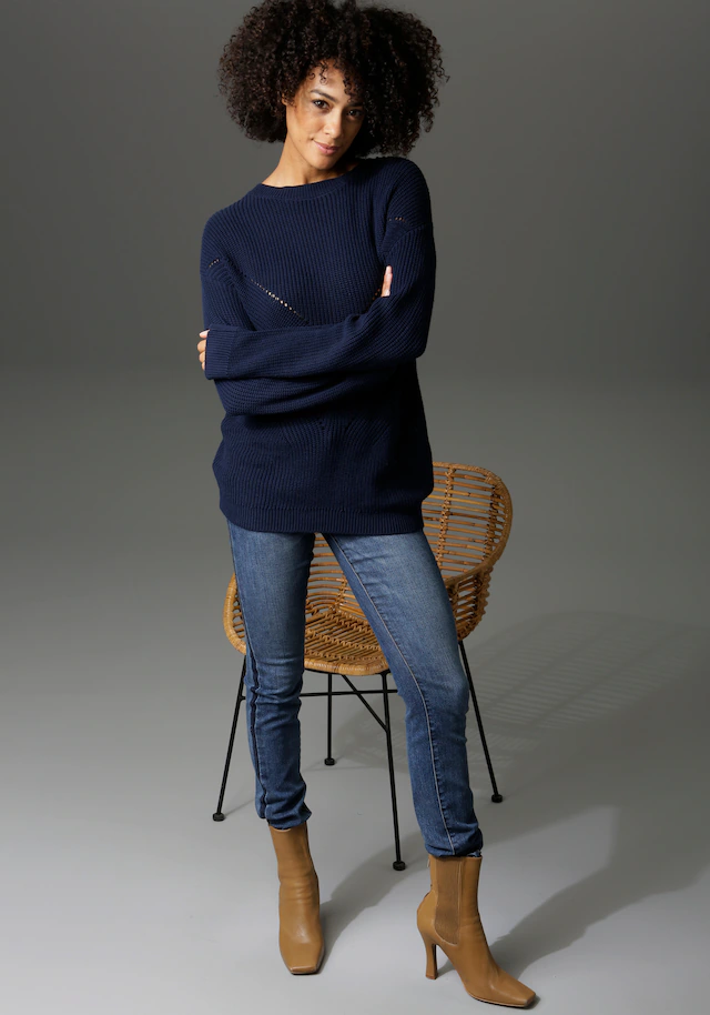 Aniston CASUAL Rundhalspullover im Mustermix