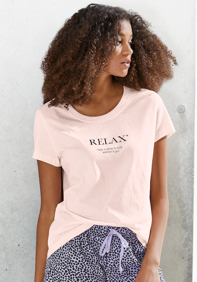 Vivance Dreams Pyjamaoberteil 1 mit Statementdruck