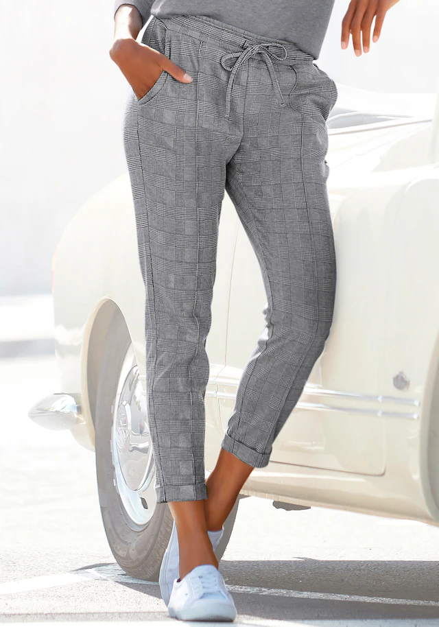 Vivance Jogger Pants mit Karomuster und seitlichen Taschen, Karohose