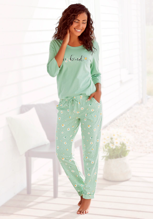 Vivance Dreams Pyjama Set, 2 tlg. mit Gänseblümchen-Druck