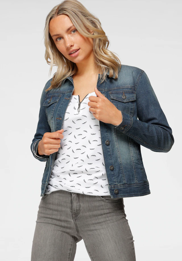 Arizona Jeansjacke aus Baumwollmischung,figurbetont,kurz geschnitten