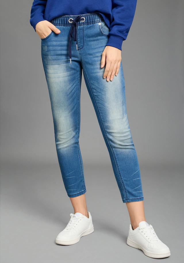 KangaROOS Jogg Pants »7/8 JOGG-DENIM« weites Bein,mit Used-Waschung,hohe Leibhöhe,7/8-Länge