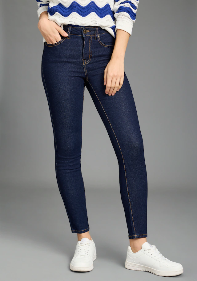 KangaROOS Slim-fit-Jeans »CROPPED HIGH WAIST SLIM FIT« schmale Passform,Röhrenjeans,trendige Used-Waschung