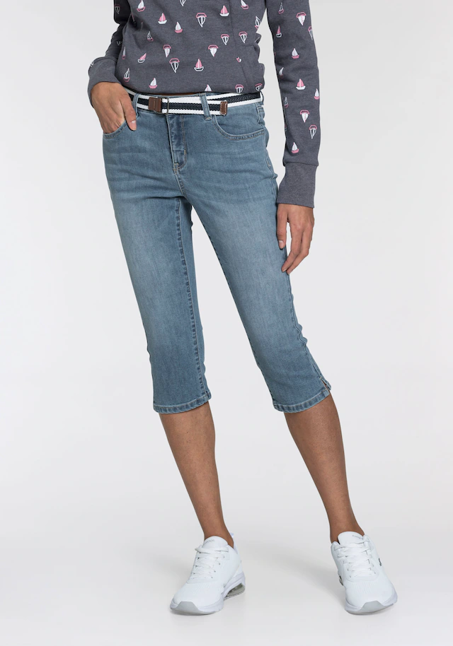 KangaROOS Caprijeans »CAPRI-JEANS mit Gürtel« Set, mit abnehmbarem Gürtel,Skinny Fit,mit Schlitz,normale Leibhöhe