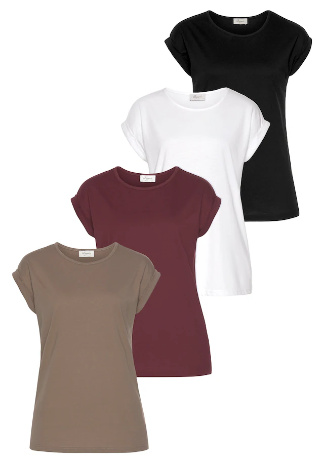 Boysen's T-Shirt »im Basic-Stil, weicher Baumwoll-Jersey, viele Farben und Größen« 4er-Pack,figurumspielende Passform, Rundhalsausschnitt