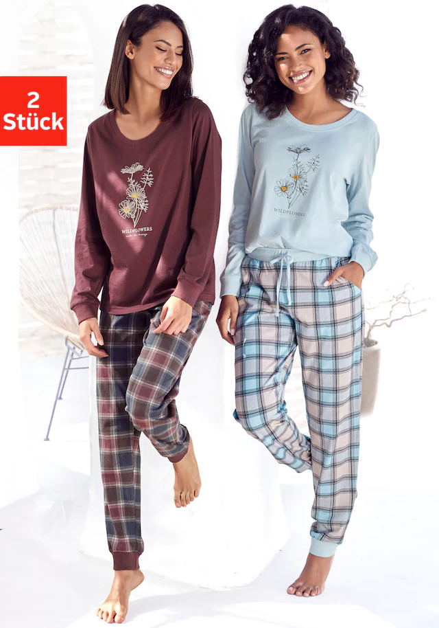 Vivance Dreams Pyjama Packung, 2 Stück, 4 tlg. mit Frontdruck