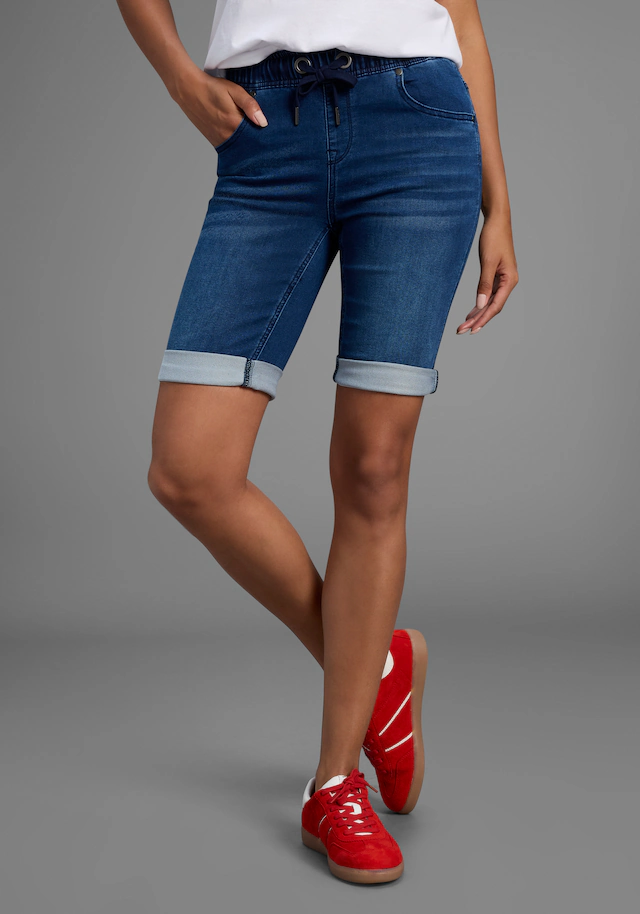 Arizona Jogg-Jeansbermudas hohe Leibhöhe,krempelbare Beinabschlüsse,Used-Look