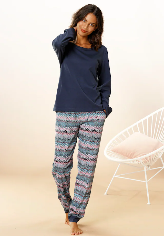 Vivance Dreams Pyjama Set, 2 tlg. mit buntem Zick-Zack-Muster