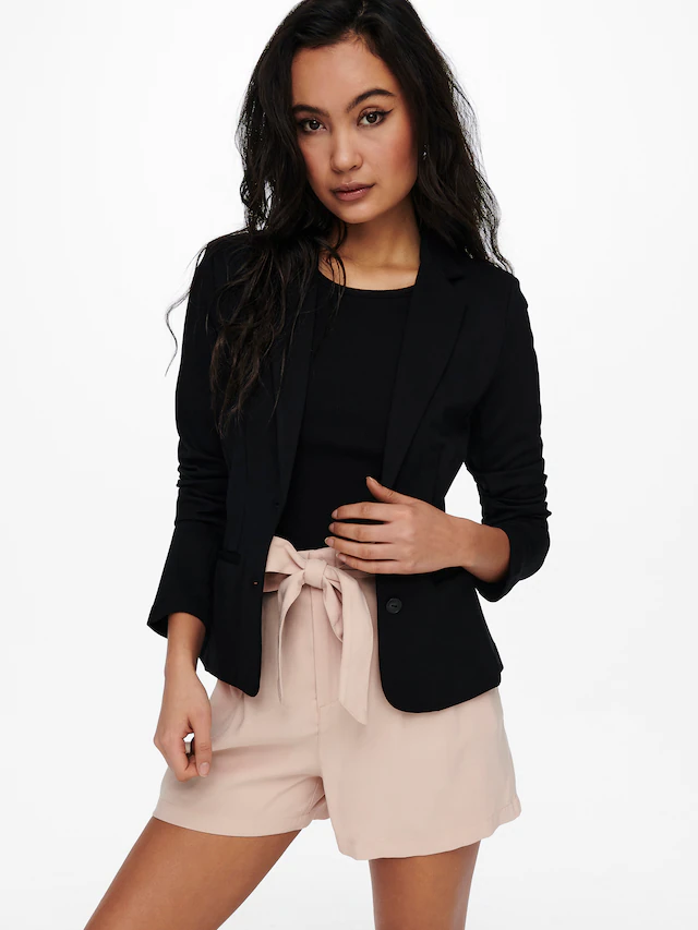 ONLY Jerseyblazer »ONLPOPTRASH – 2-Knopf Blazer mit taillierter Silhouette« regular fit, Milano Rib, Materialmix, Reverskragen, unifarben