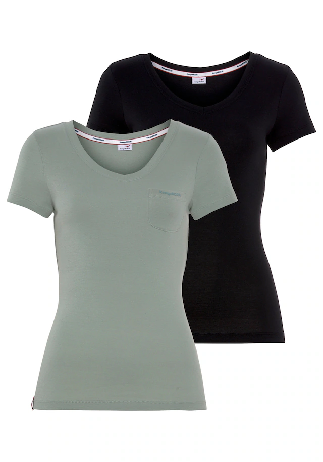 KangaROOS V-Shirt Spar-Set, 2er-Pack,Kurzarm,figurbetonter Schnitt,aus Baumwolle,im 2er-Pack