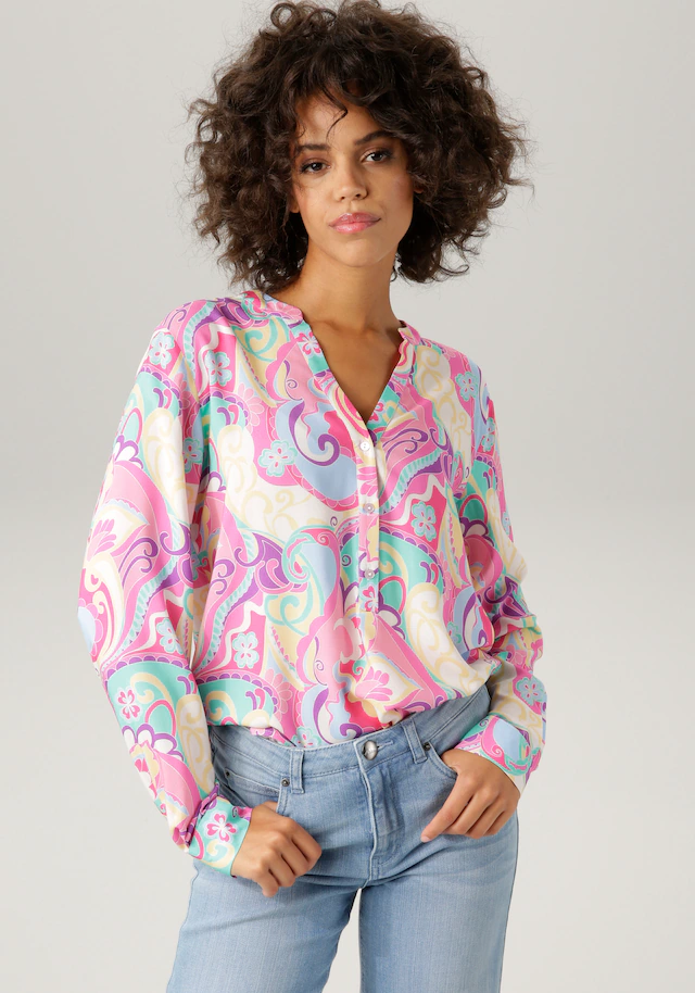 Aniston CASUAL Schlupfbluse mit pastellfarbigem, grafischen Druck