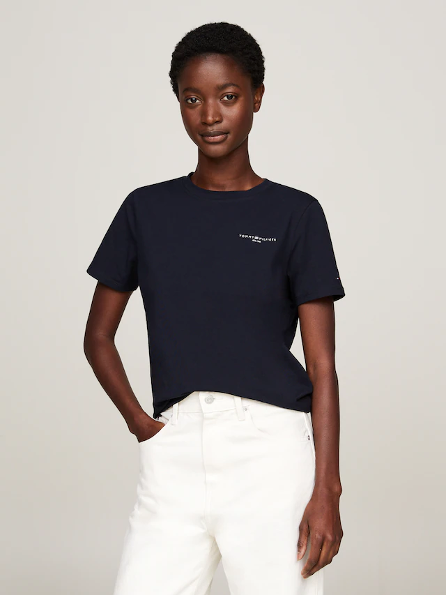 Tommy Hilfiger Rundhalsshirt »1985 REG MINI CORP LOGO C-NK SHORT SLEEVE« mit Tommy Hilfiger Logoschriftzug und Bestickung