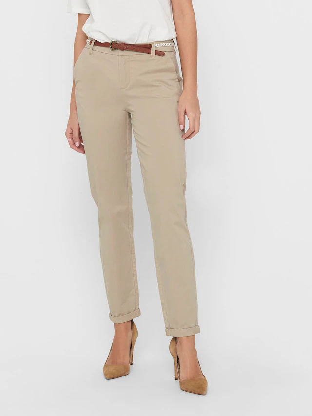 ONLY Chinohose »ONLBIANA – Chinohose mit Gürtel und Umschlagsaum« slim fit, modisch, Web, Baumwollmischung