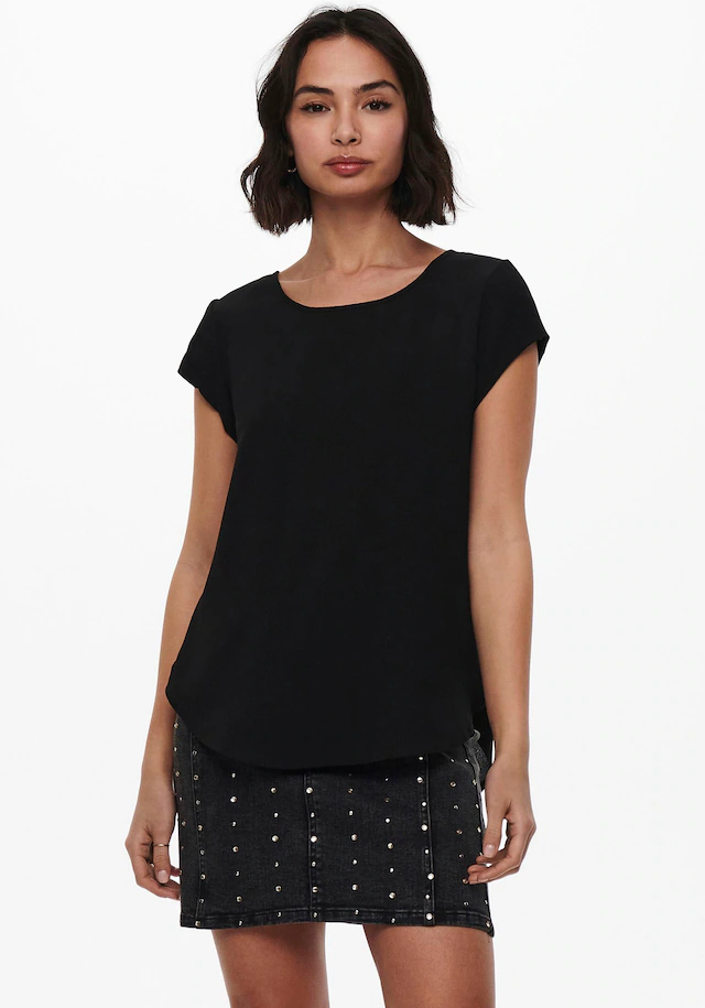 ONLY Kurzarmbluse »ONLVIC – feminines Blusenshirt in lockerer Form« Materialmix, regular fit