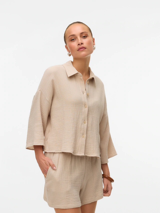 Vero Moda Hemdbluse »VMNATALI CROP SHIRT WVN NOOS« Baumwolle, loose fit