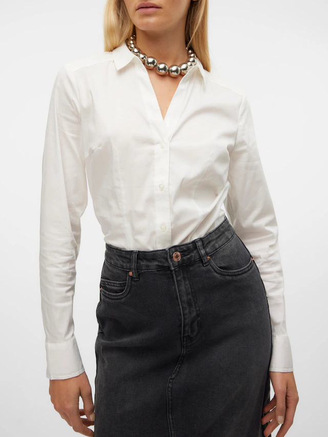 Vero Moda Blusenbody »VMLADY L/S G-STRING SHIRT WVN NEW NOOS«
