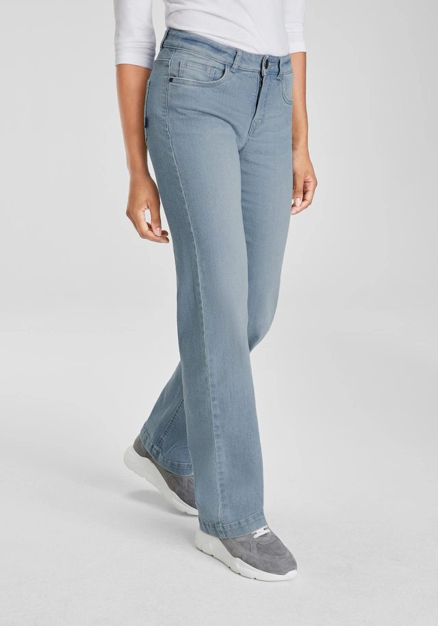 Arizona Weite Jeans weite Beinform,Used-Look-Waschung,hohe Taille