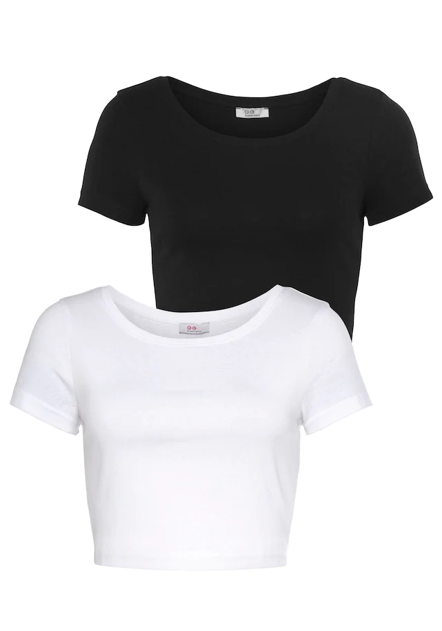 Flashlights Kurzarmshirt 2-er Pack,kurzärmelig,aus Baumwolle,Feinrippstoff,im praktischen Pack