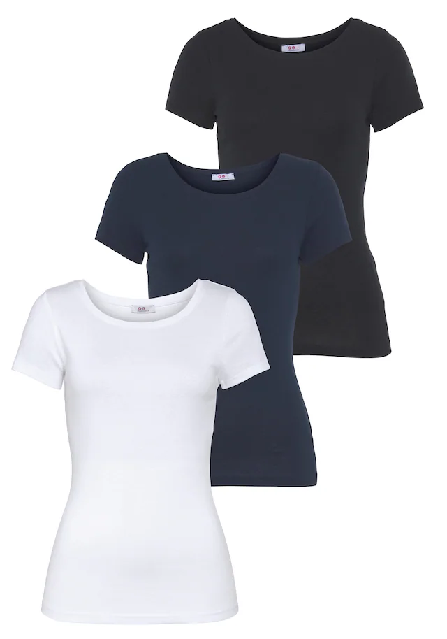 Flashlights T-Shirt 3-er Pack,Kurzarm,sehr figurbetonte Passform,aus Feinrippstoff