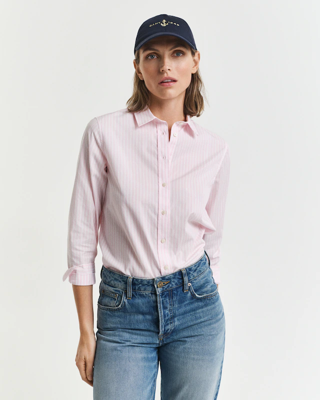 Gant Hemdbluse »REG POPLIN STRIPED SHIRT« mit einer kleinen Logostickerei auf der Brust